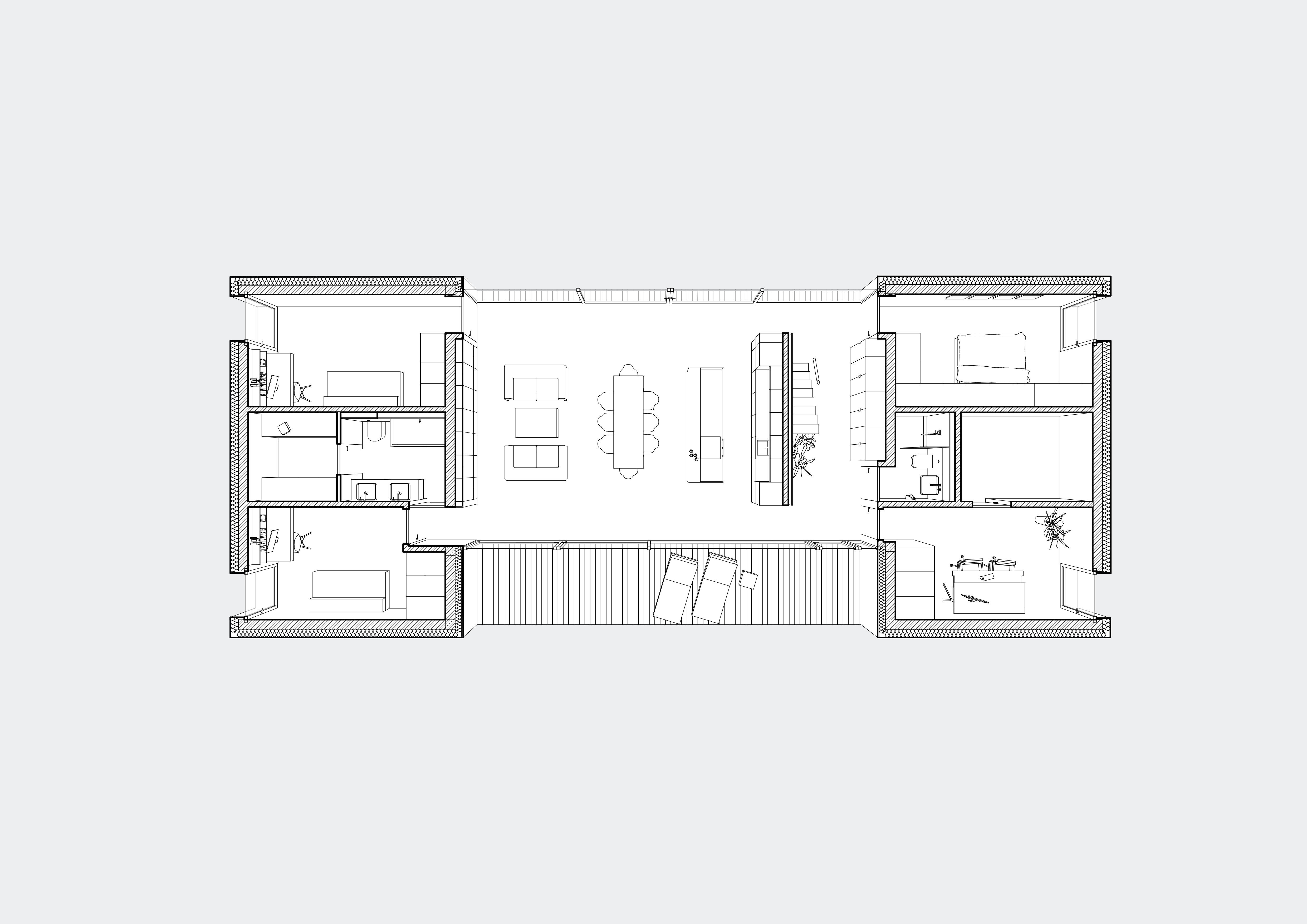 dom na przestrzał - przekrój