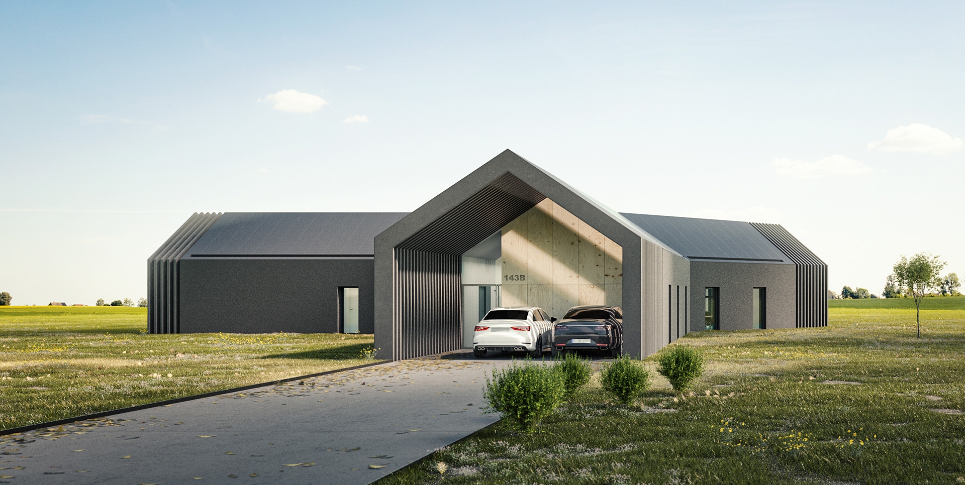 Dom z przesuniętym dachem